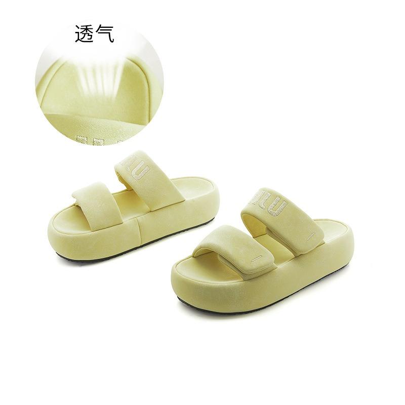 Velcro Slippers Women's Summer New Casual Fashion Wear Versatile Sandals Thick-bottomed Bread One and a Half Mops