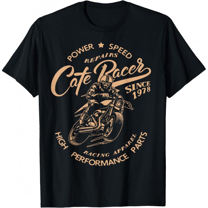 0419 Vintage Motorcycle Retro Cafe Racer Gift TShirt for Racing bikers 100 cotton printed Graphic clothes All size Tee S6XL S
