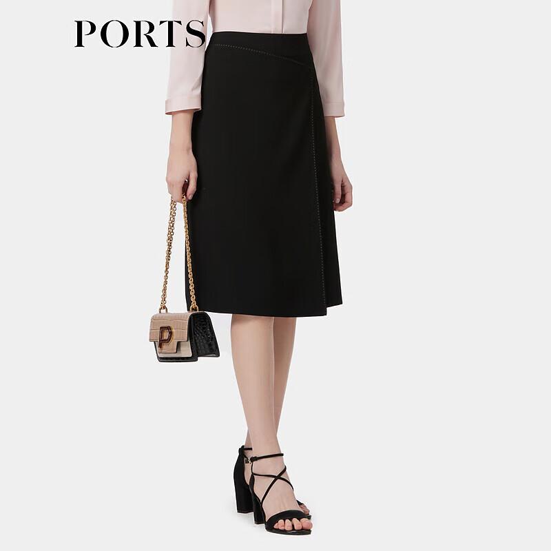 PORTS Women s A-Line Black Midi Skirt 2