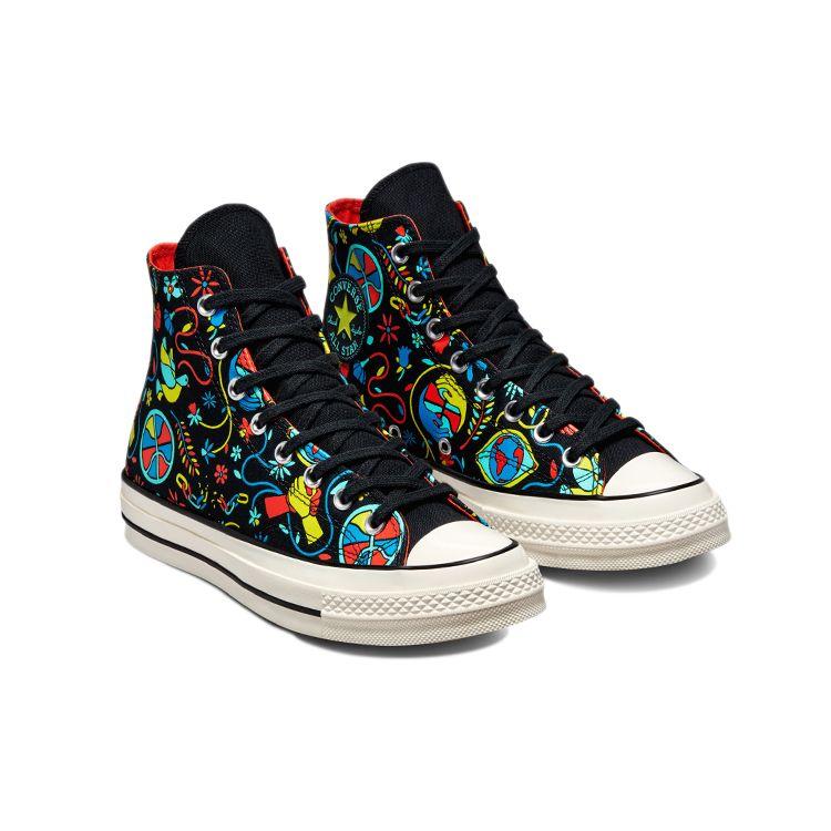 Converse Chuck 70 High Peace & Unity Unisex Sneakers Multi-Color Black Poppy-Glow 172259C