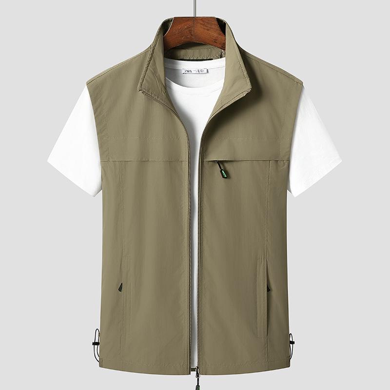 2024 Men's Lightweight Vest for Spring/Autumn - Middle-Aged & Elderly with Pockets