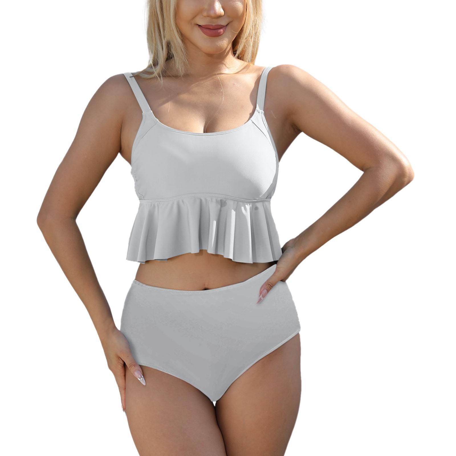 Женский раздельный модный сексуальный однотонный принтованный бикини с бюстгальтером без стального бюстгальтера купальник L