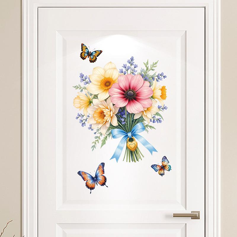 Lavendel Wandaufkleber Selbstklebende Blumendekorationen für Schlafzimmer Kleiderschrank Schrank Kühlschranktür Dekor Toilettenaufkleber