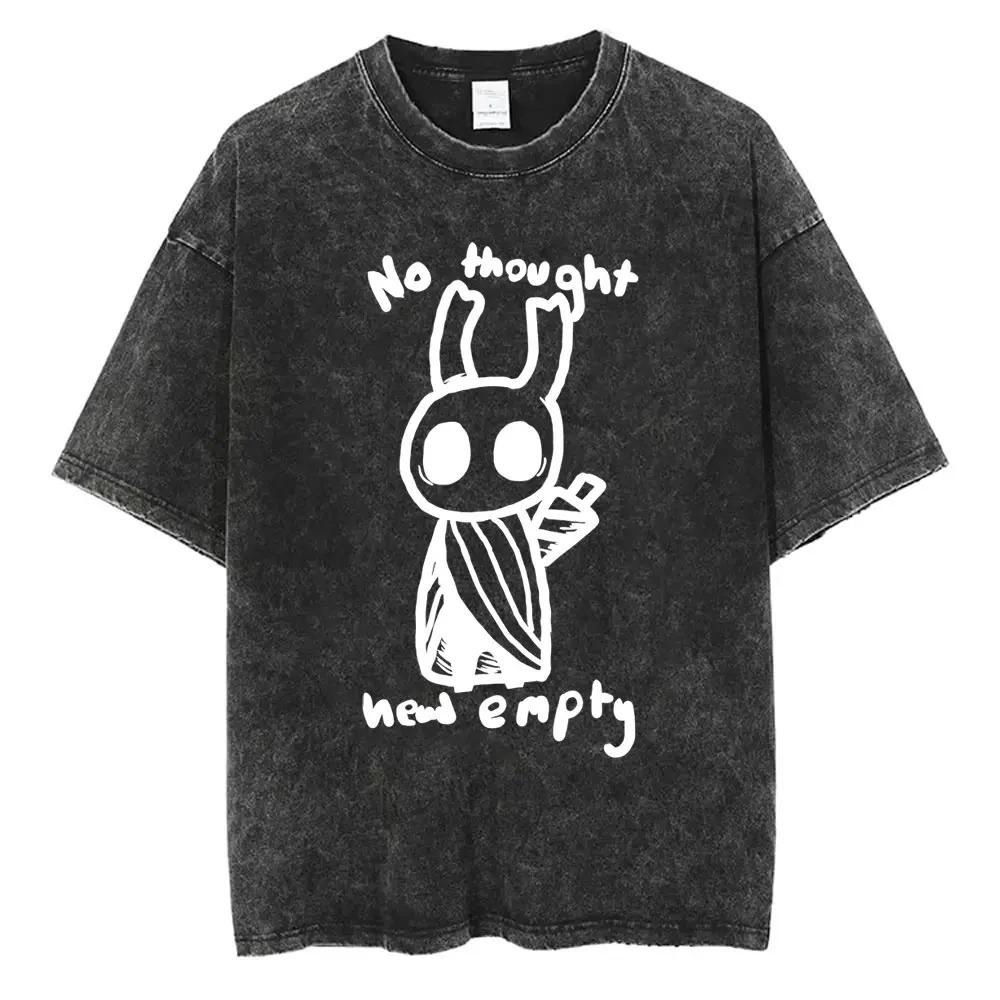 Magliette Hollow Knight Stampa Vintage Lavata Magliette Regali per Fan Uomo Donna Top Moda Casual Manica Corta Oversize
