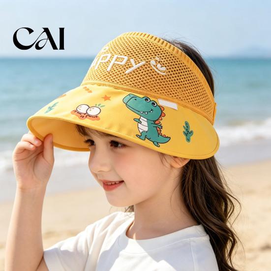 Foldable Quick Dry Hat Mesh Sun Hats for Kids, UV Protection Fishing with Cartoon Dinosaur Prints, Wide Breathable Infant Cap Brim Bucket Hat,