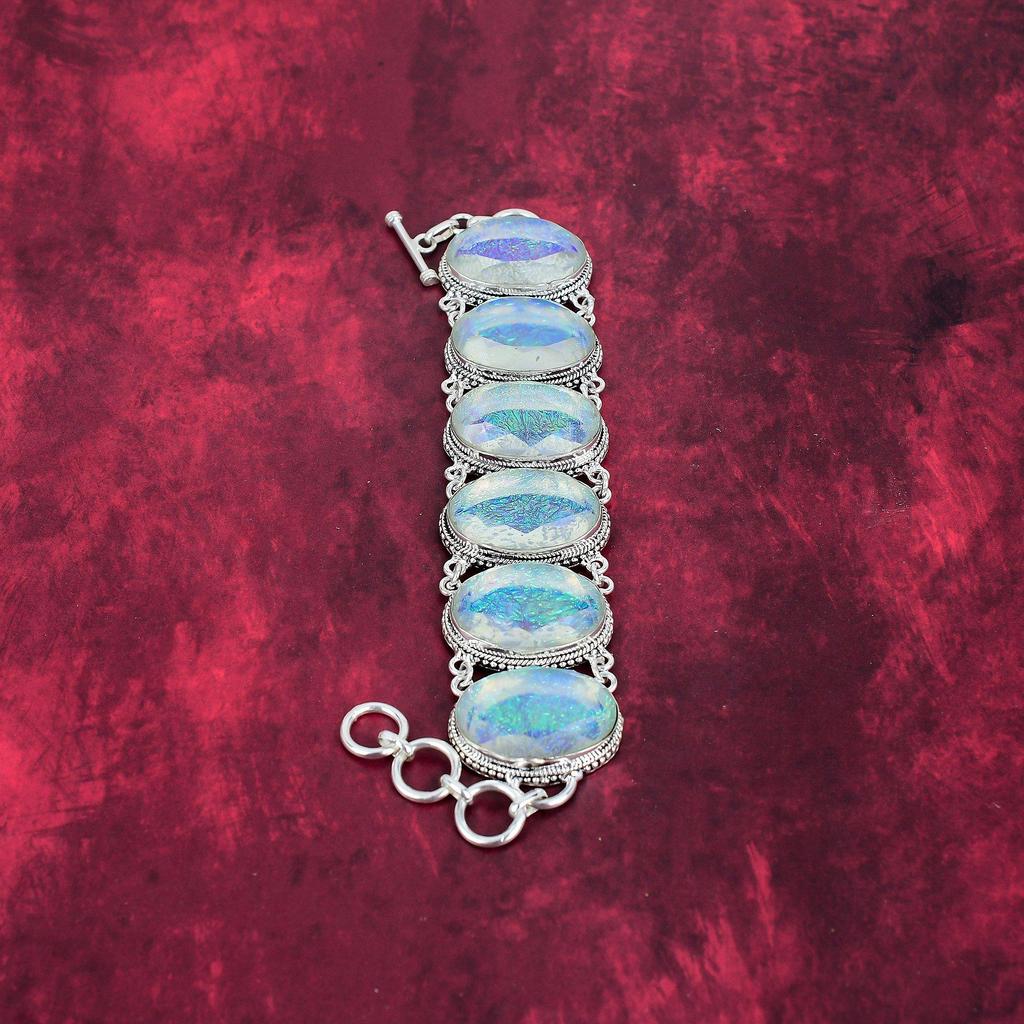 Pink Triplet Opal Bracelet, 925 Solid Sterling Silver Gemstone Jewelry, Handmade Bracelet, For Thanksgiving