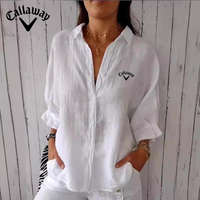 

Callaway 2024 Autumn Embroidered Cotton and Hemp Back Strap Design Shirt S