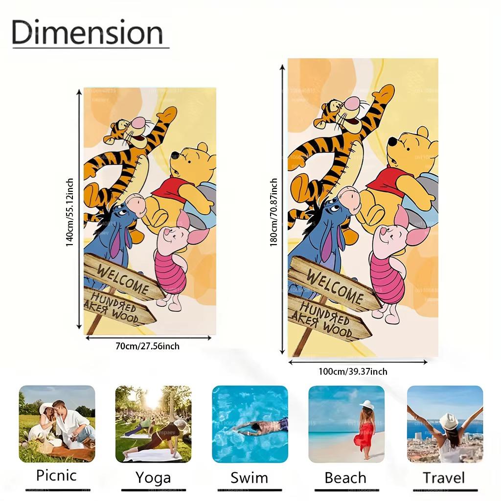 Tigger Winnie the Pooh Beach Towel, Cute Cartoon Full Print Quick Dry Sand Free Soft Bath Towel for Kids Adults Pool Travel