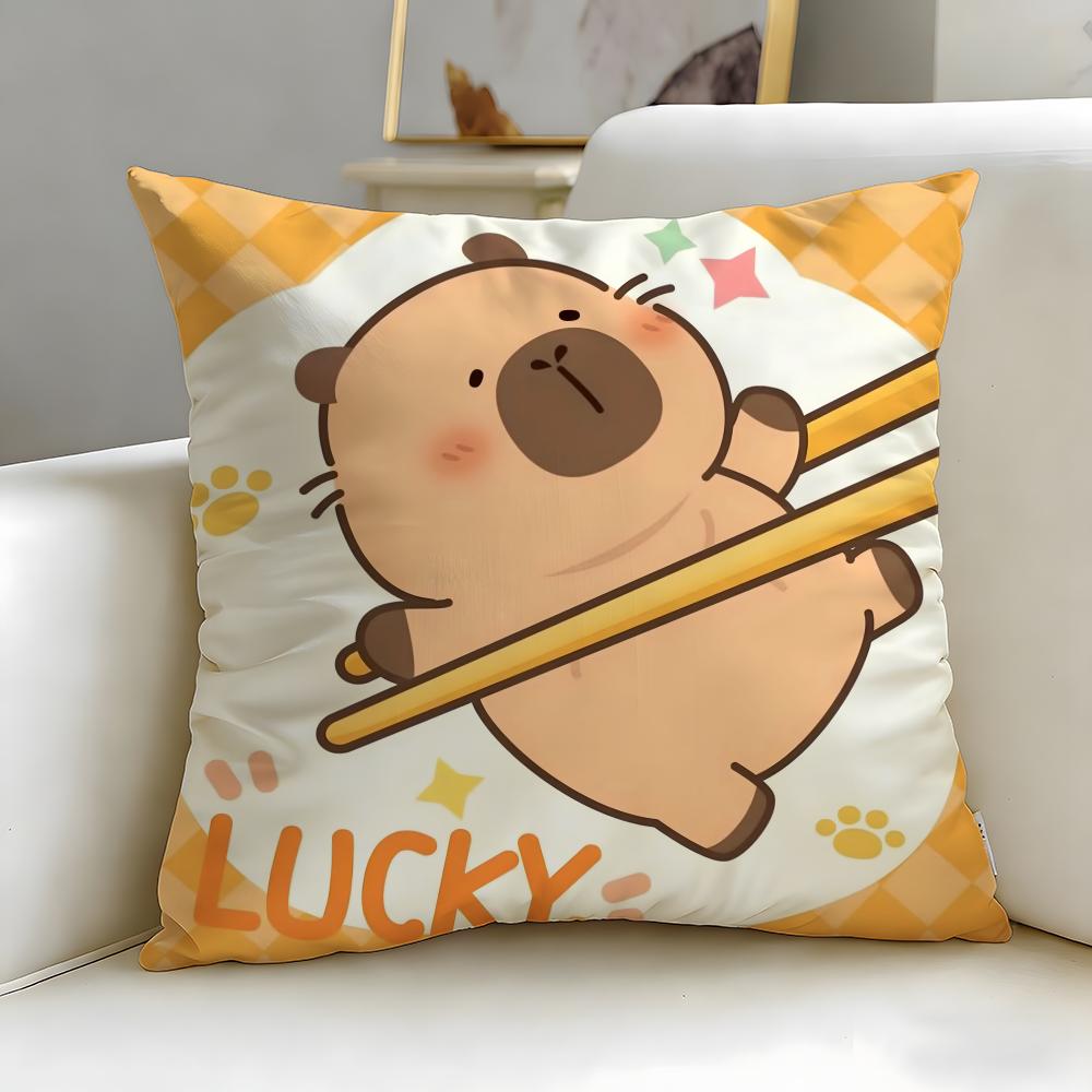 classic animal Capybara Cushion Cover Soft & Easy-Wash Pillow Case – Versatile for Couch, Bed, Travel and Office