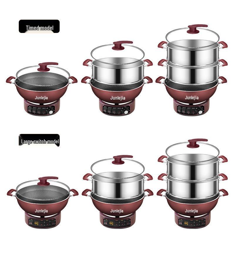 Honeycomb Non-Stick Multifunctional Electric Wok & Hot Pot - Stir-Fry, Steam, Stew, High Power, All-in-One Household Cooker.