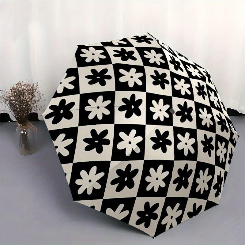 1pc Floral Pattern Automatic Open/close Folding Compact Umbrella, 8 Rib Sturdy Canopy, Lightweight Portable, Everyday Use, Gift,,097