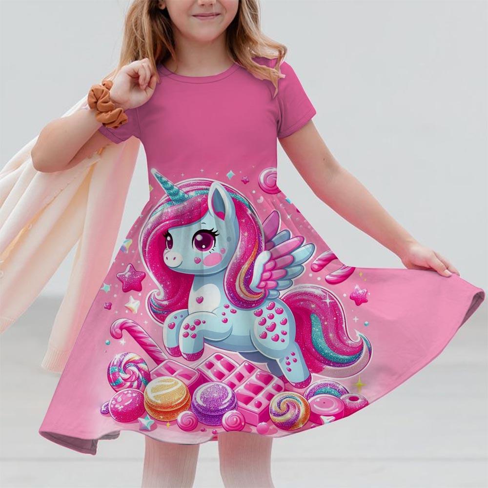 

Платье для девочки милое с 3D-принтом единорога модная детская одежда платье для вечеринки 120