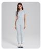Women's Slim-Fit Knit Yoga Tee - One-Piece, Short Sleeve, Casual Outdoor Sports Top