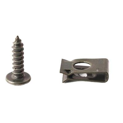 40/100 Stuks Roestwerende Beschermingsclip Schroef IJzeren Plaat Kit Zelfborende Schroeven Bevestigingsclip Voor Auto Moto U-Type Clip Met Schroef