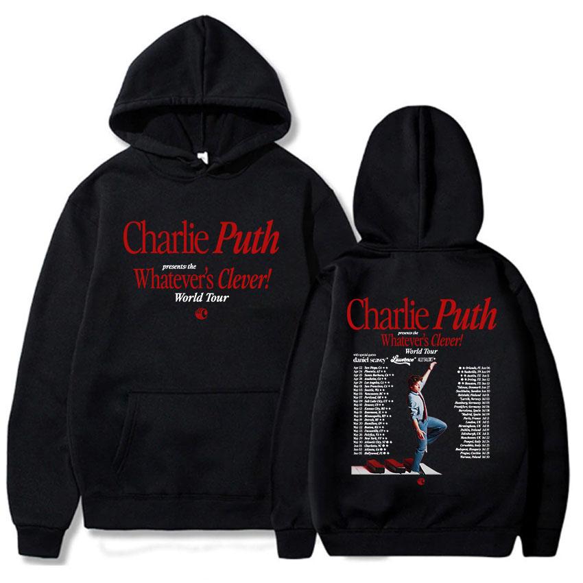 Charlie Puth Whatever's Clever! World Tour 2026 Hoodies Long Sleeve Male Hooded Sweatshirt Casual Design Graphic Pullovers
