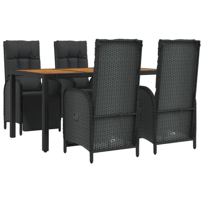 VidaXL Mobilier à dîner de jardin et coussins 5pcs Noir Résine tressée 3185076
