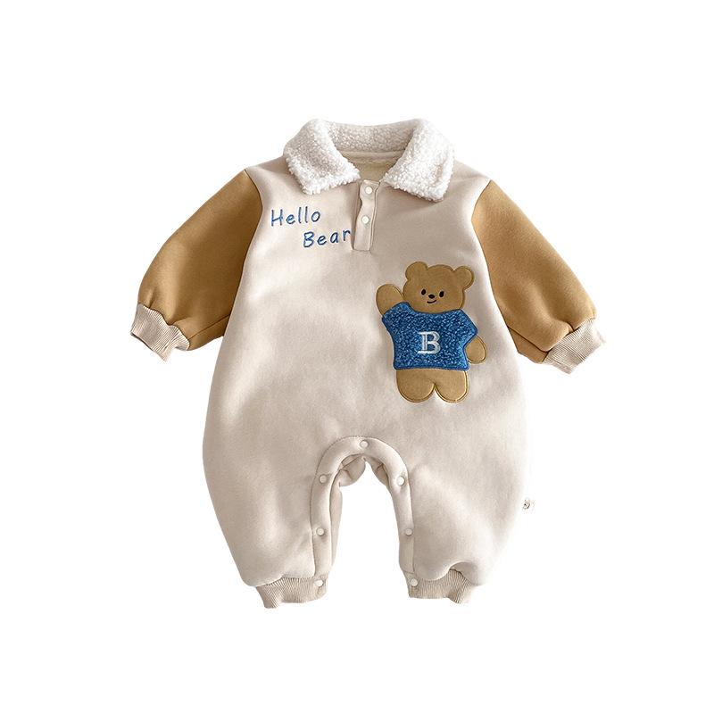 Winter Fleece Baby Bear Onesie for Infants (0-2 Years) - Korean Cartoon Romper