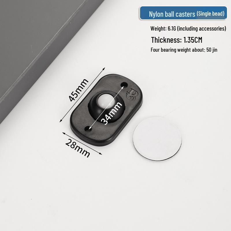 Silent Adhesive Mobile Base: Punch-Free Universal Wheel with Thickened Ball Bearing Pulley for Household Use