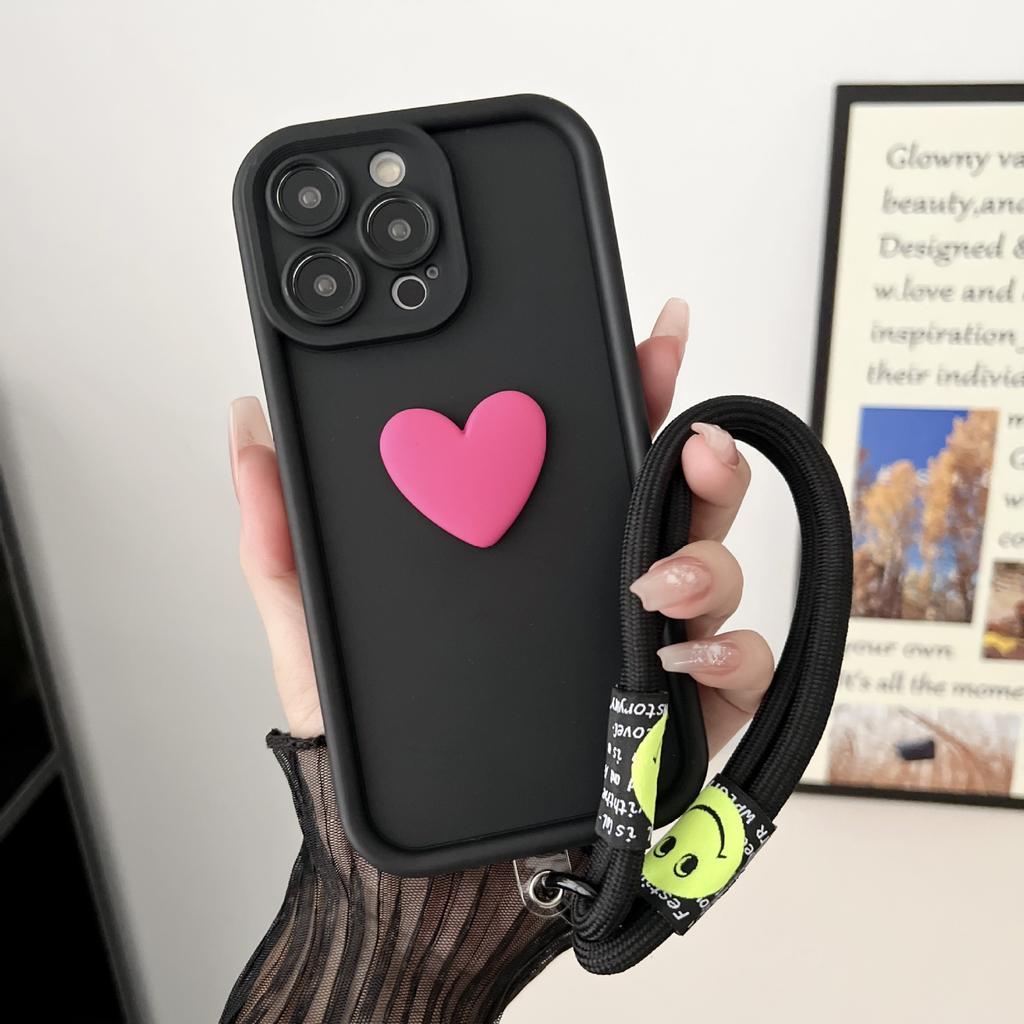 Applicable to iPhone16Promax three-dimensional love mobile phone case Apple 15/13 simple and trendy 12/11 fresh 7P/X