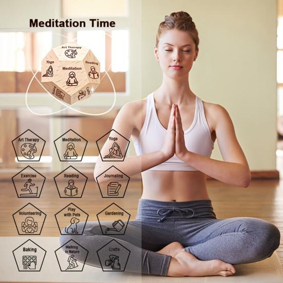 1/2Pcs Wooden Meditation Decision Dice Stress Relief 12-Sided Health Activity Decider Dice Men Women Self-Care Dice Birthday Anniversary Christmas