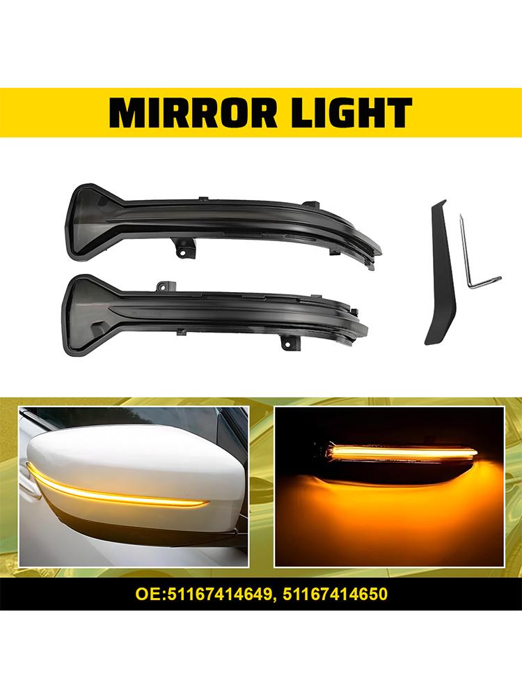 

2x Car LED Mirror Turn Signal Lights Dynamic Amber For BMW 3 4 5 6 7 Series G20 G21 G28 G30 G11 G23 G26 Smoked Lens 51167414649 янтарь