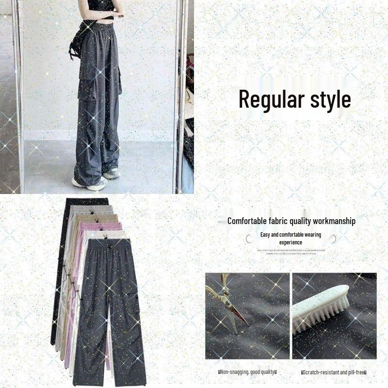 

Women s Gray High-Waist Summer Work Pants - Lightweight, Loose Fit, Quick-Dry, Casual Wide-Leg, American-Style. XL for 125-140 kg