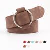 Women Fashion Casual Belts Simple Round Buckle Leather Waistband for Jeans Dress