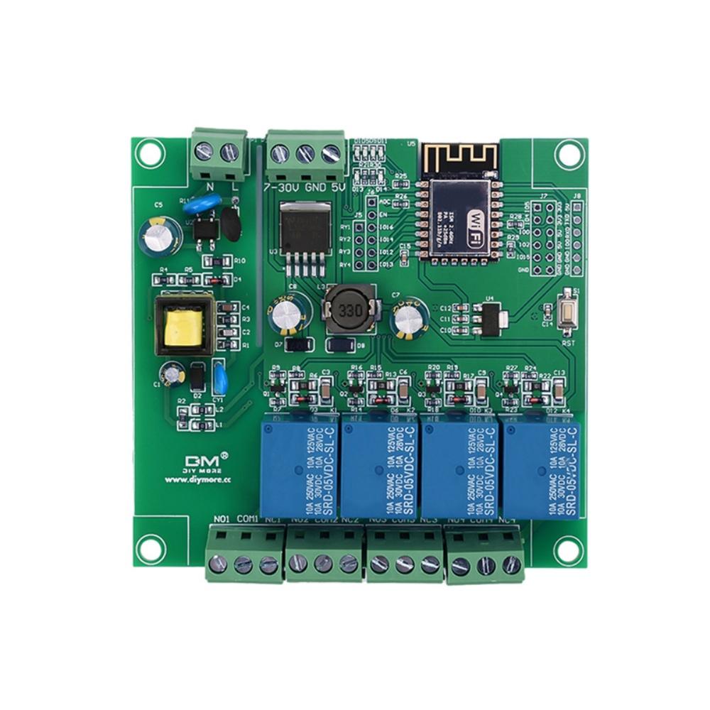 

ESP8266 Wi-Fi 4-channel relay module, ESP-12F development board, AC/DC power supply module