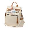 Women's Soft Leather Backpack Color Block Student Schoolbag Tassel Travel Bag
