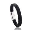 Adjustable Magnetic Clasp Stainless Steel Bracelet Braided Black Leather Bracelets for Men