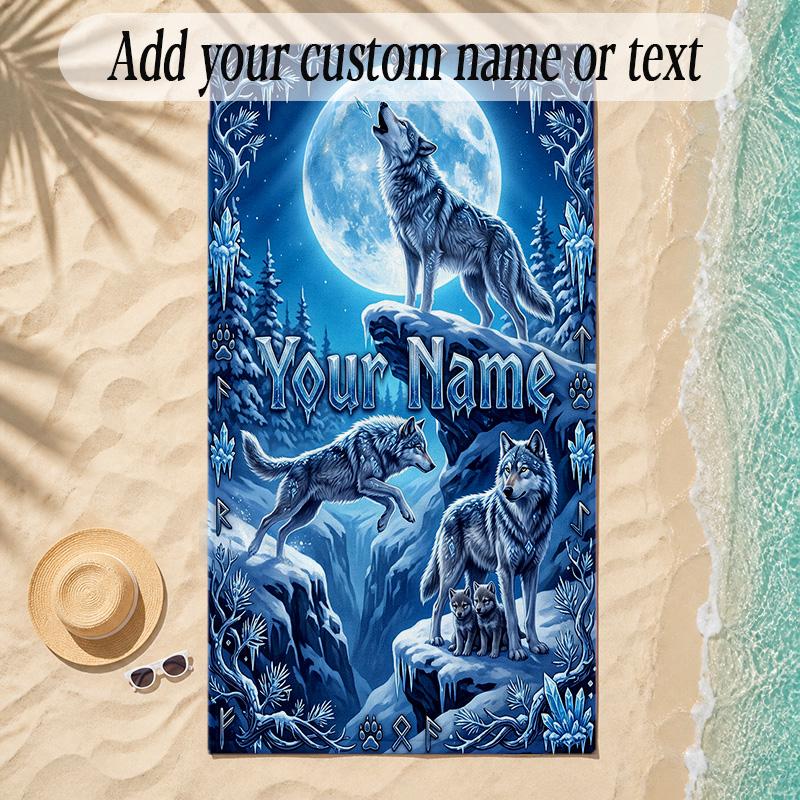 Fox Theme Soft Beach Towel Personalized Custom Name Text Towel Portable for Beach Pool Travel