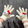 1Pair Kawaii Cute Kuromi Melody Cinnamoroll Kt Cat Gloves Cartoon Five Finger Gloves  Autumn Winter Warm Student Gloves