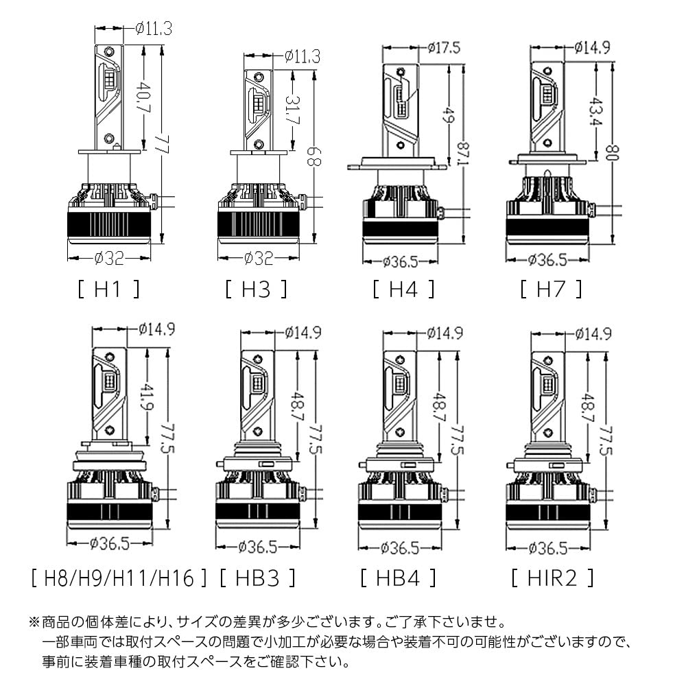 Shingen LED KIWAMI Headlights and Fog Lamps HIR2 Total Measured 55W Bulbs (2 Bulbs) - Value 12,600 Lumens, Built-in Canceller, High-Power