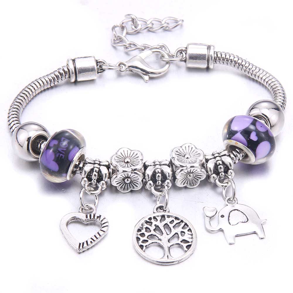 Papa snap Women Bracelet Colorful Crystal Charm Bracelet for Women DIY Beads Bracelets & Bangles Jewelry Gift