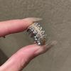 Anello Luminoso Bicolore in Argento 925 Vintage Scintillante con Intarsio Full Diamond Anelli a Corona di Lusso per Donna Gioielli Raffinati per Matrimonio Regali