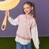 MQD Girls' Preppy Style Striped Pullover Sweatshirt