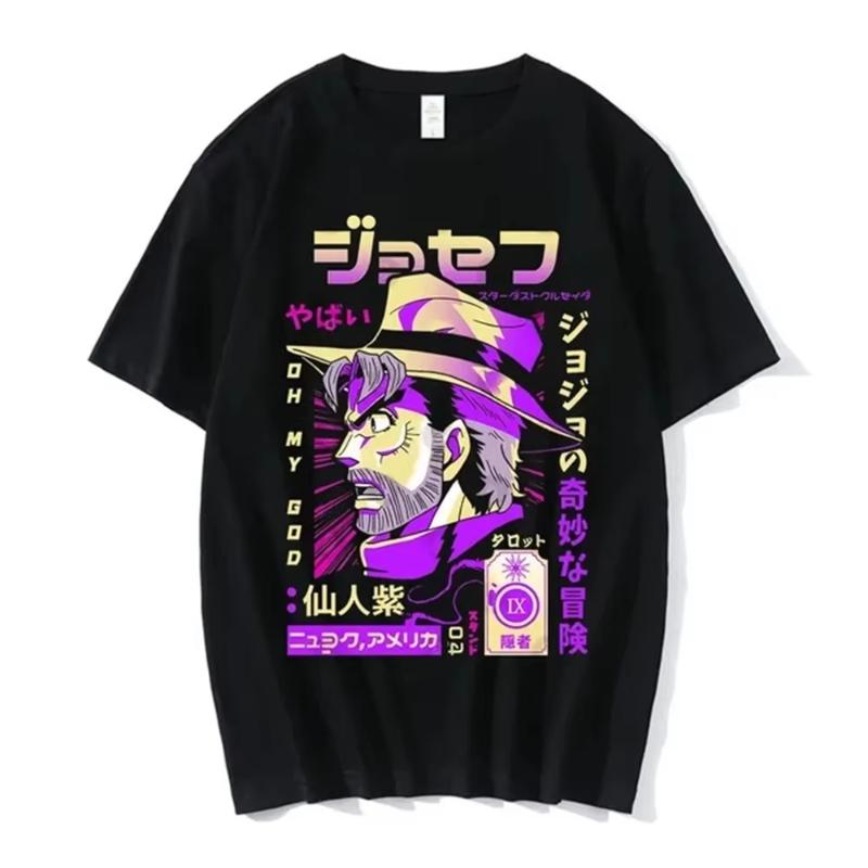 Anime Jojo-Bizarre Adventure T-Shirt Herren Jotaro Star Platinum Manga Grafik T-Shirts Herren Damen Sommer Kurzarm Oversize Top
