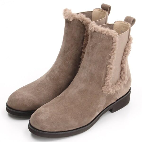 JILL STUART SHOE Fashion Boots, Side Gore Boa Short Boots 6592, Oak Suede
