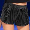 Women Casual Shorts Elastic High Waist Glossy Surface Solid Color Faux Leather Shorts with Pockets Streetwear