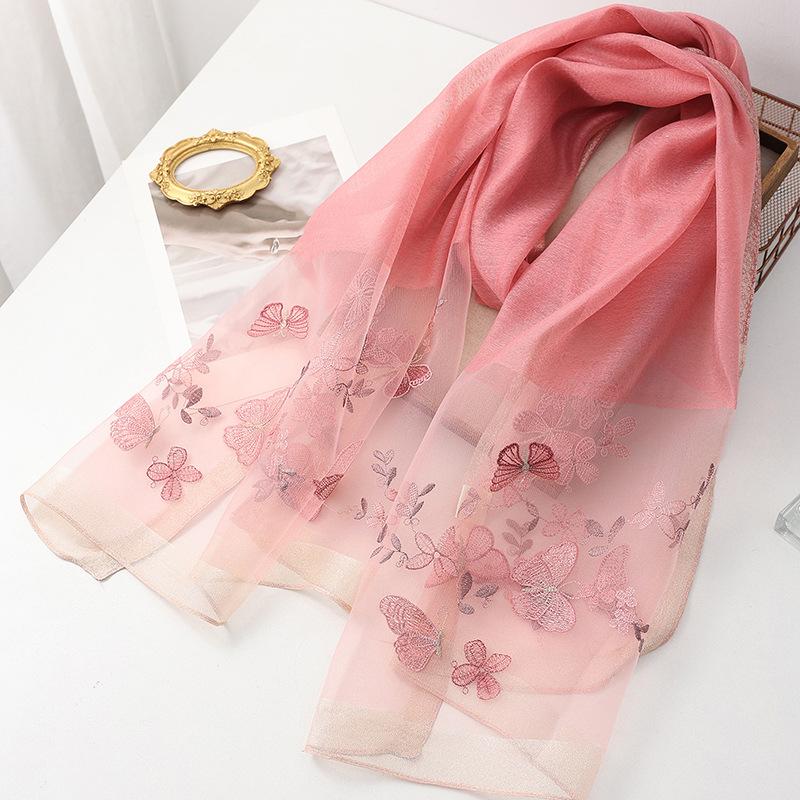 Four Season silk wool scarf women hijab pashmina shawls wrap Blanket Floral Pashmina Embroidery Scarves Foulard high quality