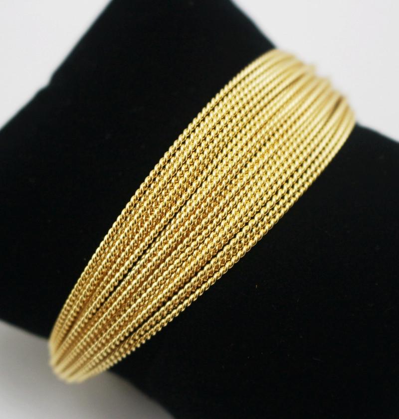 Golden Multilayer Wire Bangle Bracelet Set Open Stainless Steel Twisted Cable Cuff 1 Piece Fashion Accessory