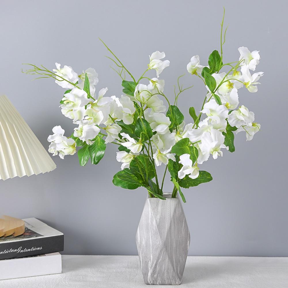 3pcs 21.65x7.87in Sweet Pea Artificial Flower Single Stem Faux Flower Wedding Venue Decor