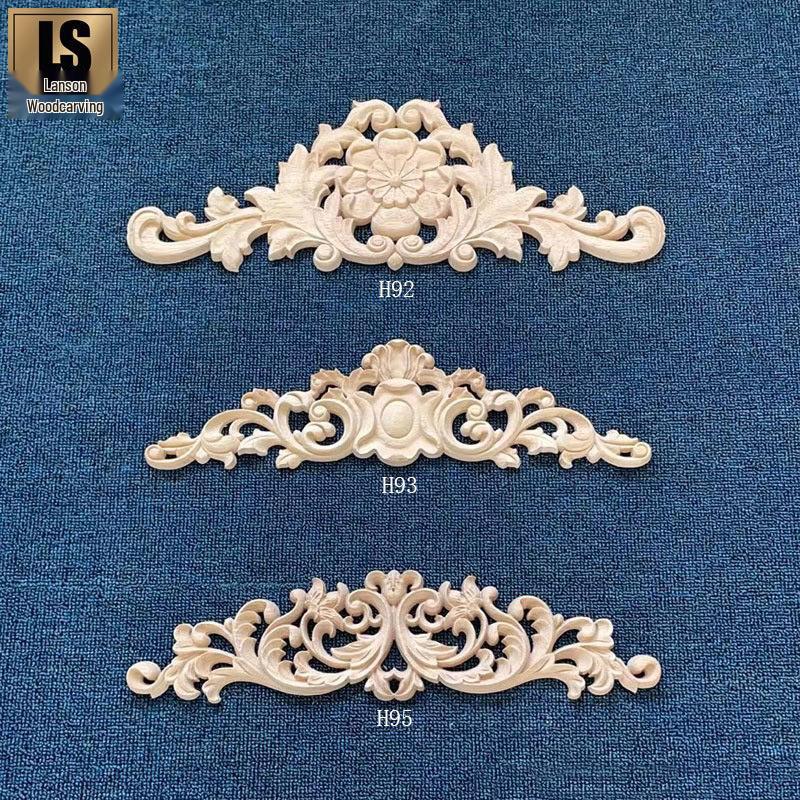 

Lansen European Style Hollowed-Out Flower Wood Carving Decals for Wall, Door Frames, and Furniture Decoration. H93 Style 40x9cm