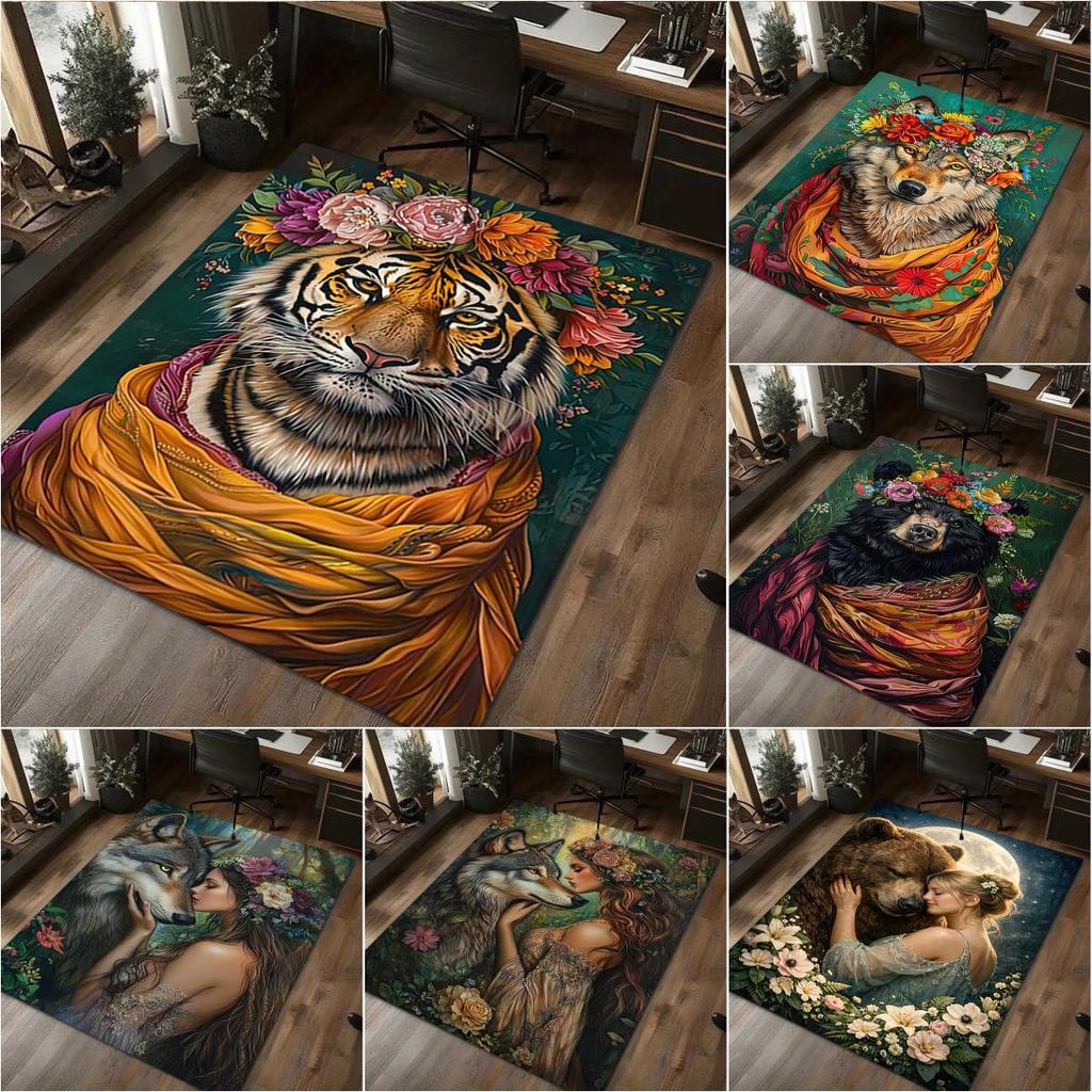 1Pc Flowers Animal Rug - Home carpet Office Decorative Carpet For Living Room Bedroom Door Mat Floor Rug Computer Chair Area Rug