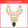 Vintage Geometric Alloy Gem Necklace With Multilayer Waterwave Chain For Women Gift
