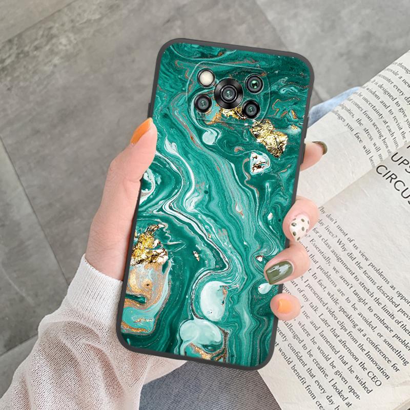 Poco X3 Pro Pocox3 NFC Case Luxury Glitter Gold Foil Ocean Marble Silicone Soft Phone Cover For Xiaomi Poco X3 X5 X6 Pro Shell