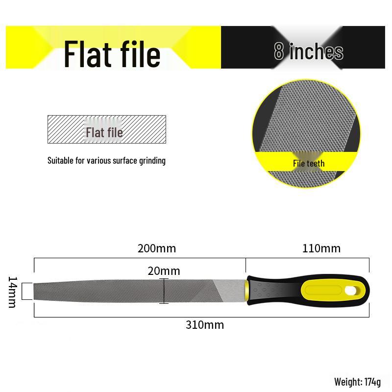 Multifunctional Steel File Set: Triangular, Half-Round, Round, Flat, Board, and Rasp Files