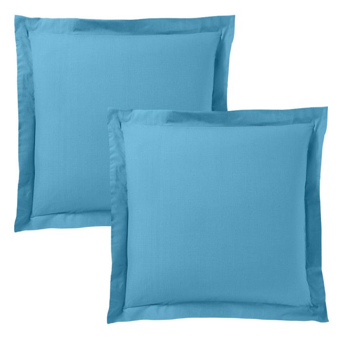 Parure de draps 4 pièces "Premium" pour lit 140 x 190 cm Cyan Coton Pur