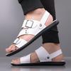 Summer New Men Gladiators Black White Brown Belt Buckle Pu Leather Casual Shoes Breathable Beach Sandals Outdoor Slippers