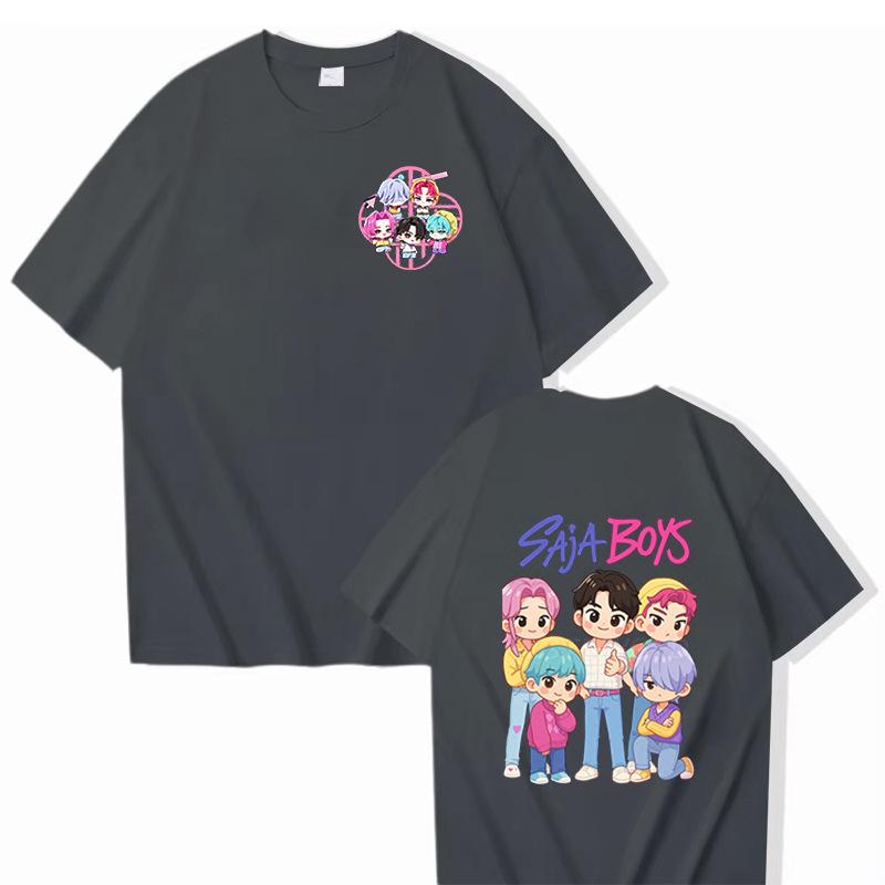 Kpop Demon Hunters Animation T-Shirt Summer Huntrix Saja Boys Street Style T-Shirts Casual Tshirt for Men Short Sleeve Clothing